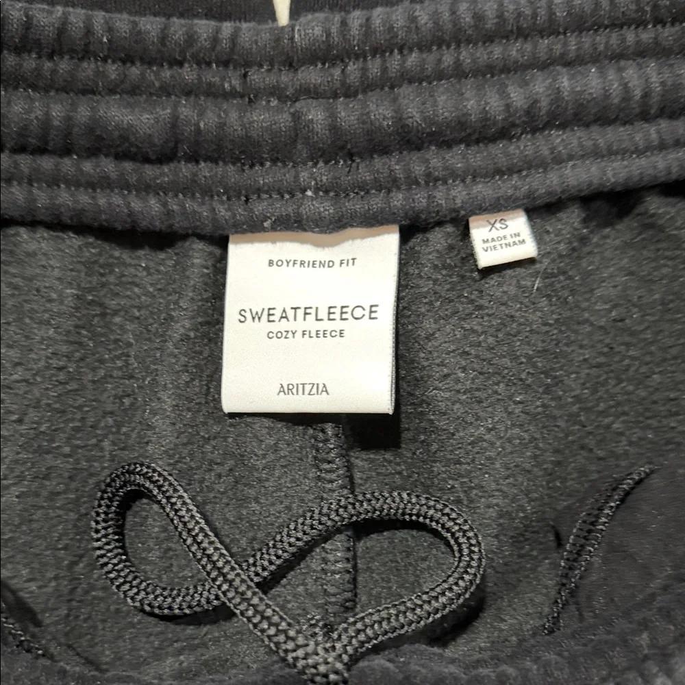 Aritzia Boyfriend Fit Black Sweatfleece Cozy Fleece Sweatpants xs - Picture 2 of 4
